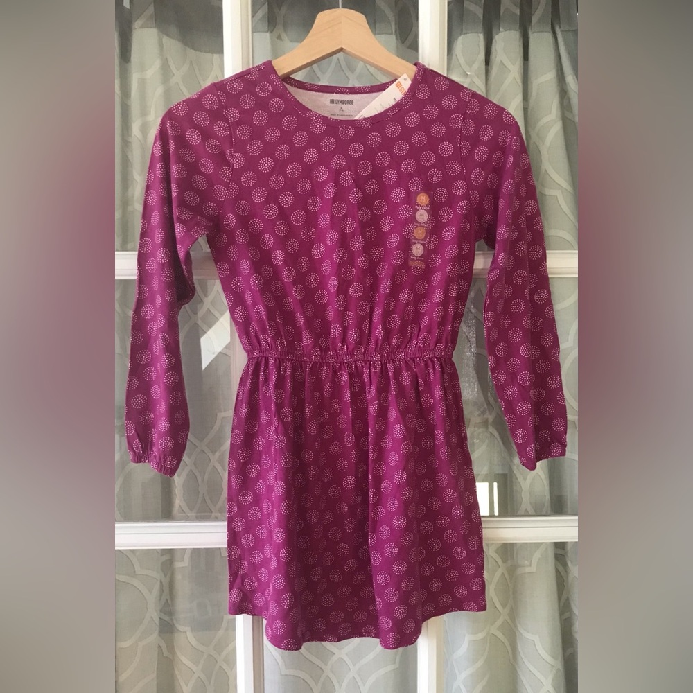 NEW! Gymboree 7-8 years 2018 winter long sleeve plum dress, geometric design